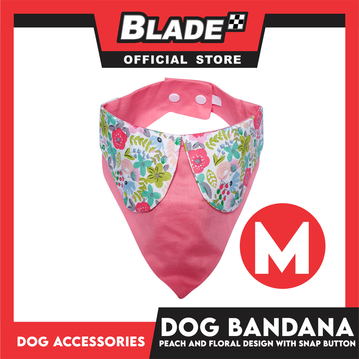 Pet Bandana Collar Scarf Reversible Tangerine With Pink Floral Collar Designs DB-CTN27M (Medium) Perfect Fit For Dogs And Cats, Breathable, Soft Lightweight Pet Bandana