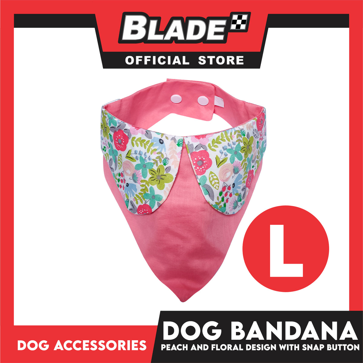 Pet Bandana Collar Scarf Reversible Tangerine With Pink Floral Collar Designs DB-CTN27L (Large) Perfect Fit For Dogs And Cats, Breathable, Soft Lightweight Pet Bandana