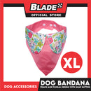 Pet Bandana Collar Scarf Reversible Tangerine With Pink Floral Collar Designs DB-CTN27XL (XL) Perfect Fit For Dogs And Cats, Breathable, Soft Lightweight Pet Bandana