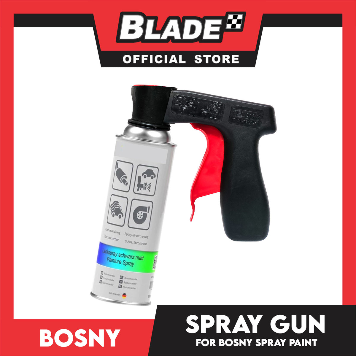 Bosny Spray Gun For Spray Paint (Black) Pistol Grip Spray Can Tool That Easily Snaps On To Standard Aerosol Spray Cans