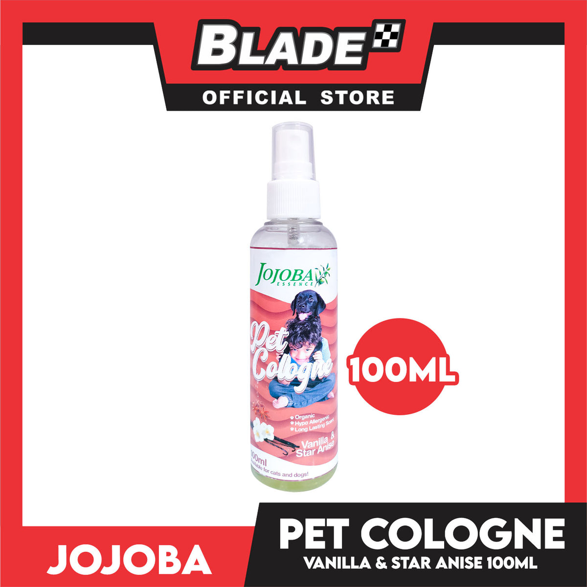 Jojoba Essence Pet Cologne Spray 100ml (Vanilla And Star Anise Scent) Organic, Hypo Allergenic, Long Lasting Scent, Pet Cologne For Cats And Dogs