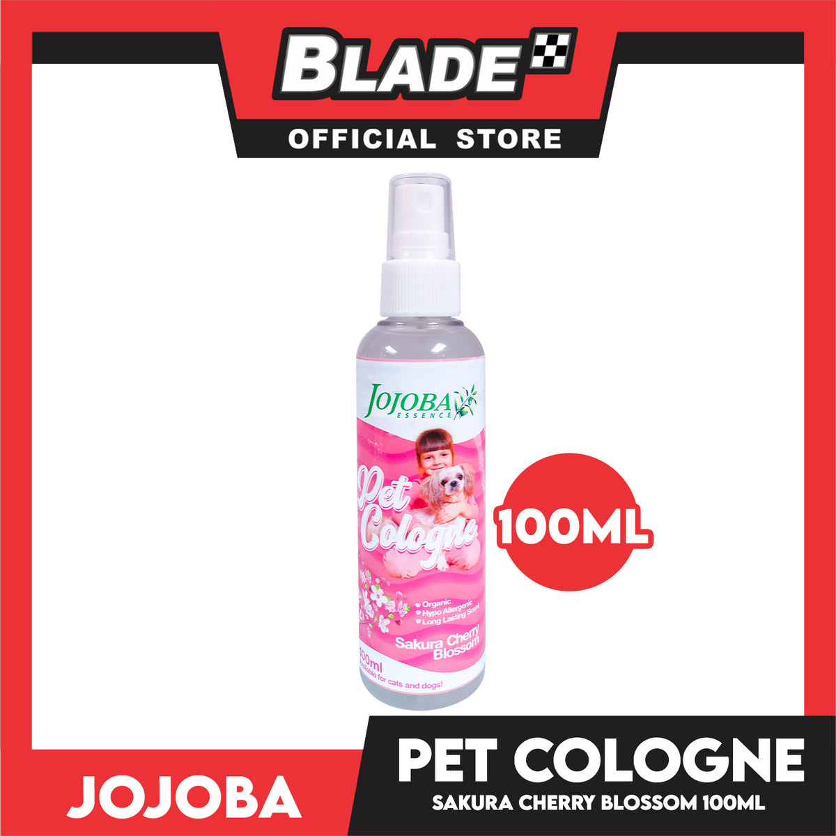 Jojoba Essence Pet Cologne Spray 100ml (Sakura Cherry Blossom Scent) Organic, Hypo Allergenic, Long Lasting Scent, Pet Cologne For Cats And Dogs