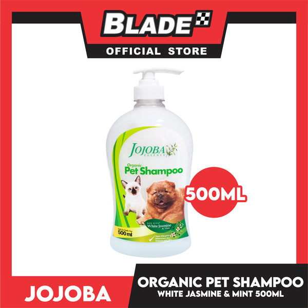 Jojoba Essence Organic Pet Shampoo 500ml (White Jasmine And Mint) Safe For Daily Use For Your Cats And Dogs