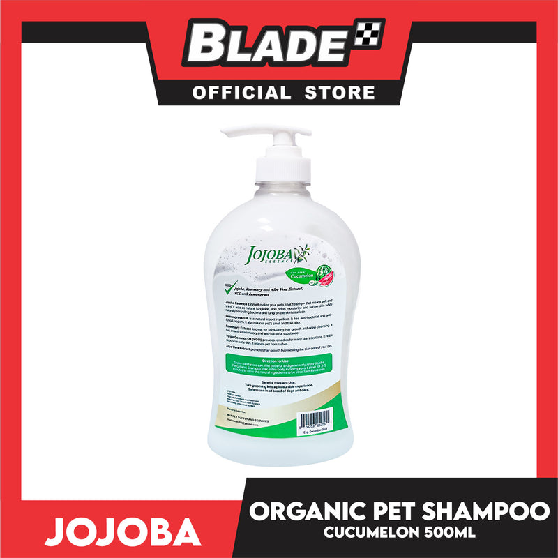 Jojoba Essence Organic Pet Shampoo 500ml (Cucumelon) Safe For Daily Use For Your Cats And Dogs