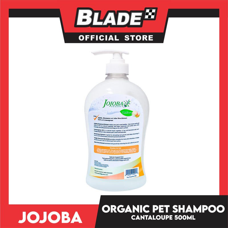Jojoba Essence Organic Pet Shampoo 500ml (Cantaloupe) Safe For Daily Use For Your Cats And Dogs