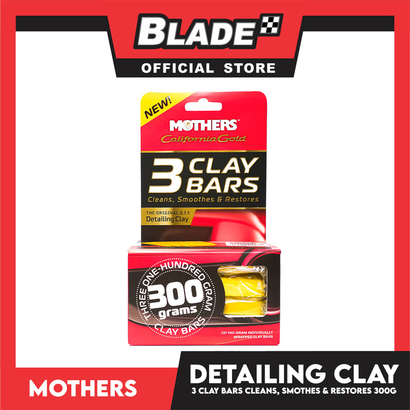 Mothers California Gold, 3 Clay Bars 300g Cleans, Smoothes And Restores 0472 Detailing Clay, Car Clay