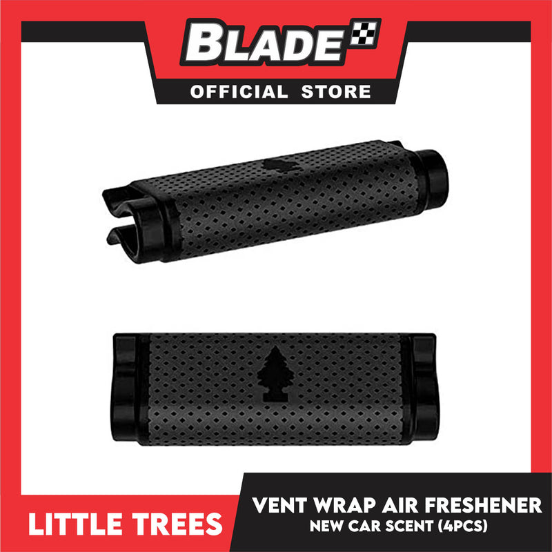 Little Trees Vent Wrap Air Freshener 4pcs (New Car Scent) Provides Long-Lasting Scent, Slip On Vent Wrap Car Air Freshener