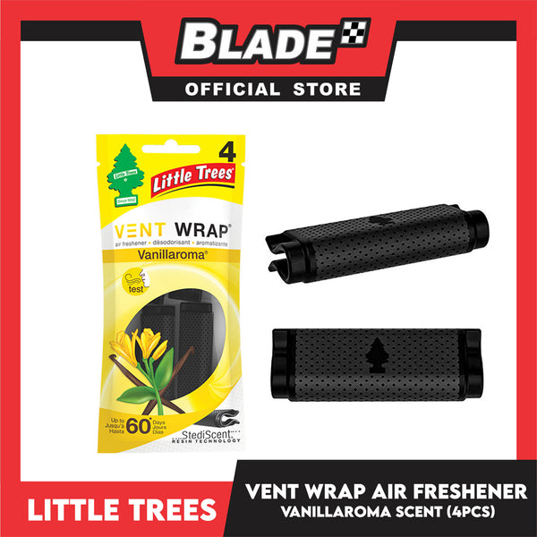 Little Trees Vent Wrap Air Freshener 4pcs (Vanillaroma) Provides Long-Lasting Scent, Slip On Vent Wrap Car Air Freshener