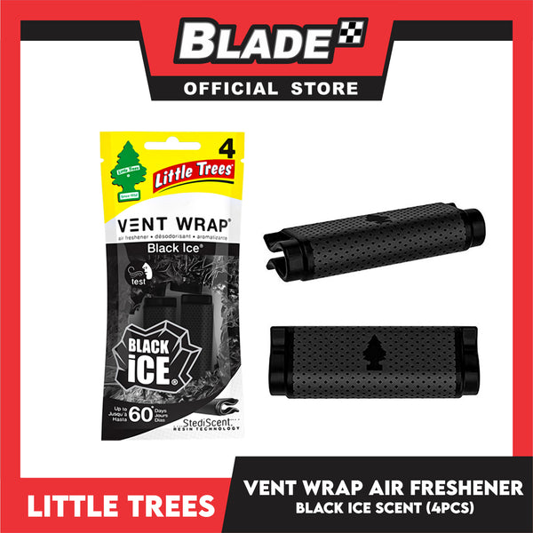 Little Trees Vent Wrap Air Freshener 4pcs (Black Ice) Provides Long-Lasting Scent, Slip On Vent Wrap Car Air Freshener