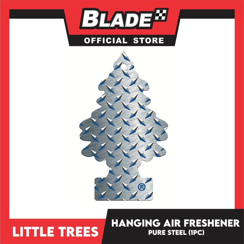Little Trees Car Air Freshener 17152 (Pure Steel) Hanging Tree Provides Long Lasting Scent