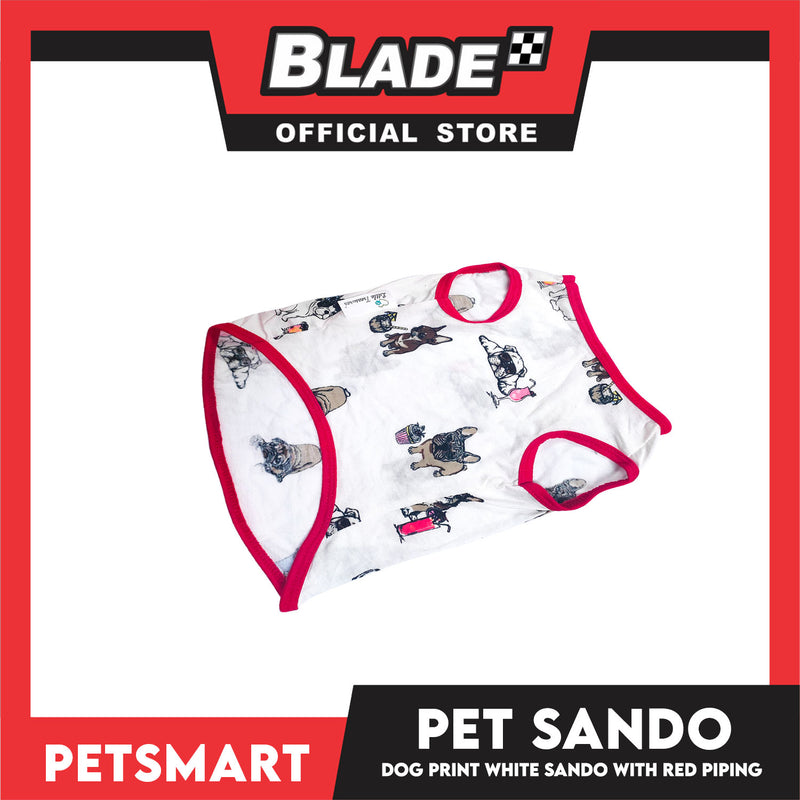 Dog Sando With Dog Print Design, White Red Color DG-CTN112S (Small)