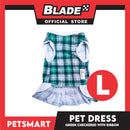 Pet Dress Checkered Green With Ribbon Dress DG-CTN114L (Large)