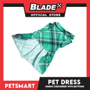 Pet Dress Checkered Green With Buttons Dress DG-CTN115S (Small) Perfect Fit For Dogs And Cats, Breathable Dress Clothes, Soft Lightweight Pet Clothing