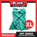 Pet Dress Checkered Green With Buttons Dress DG-CTN115XL (XL) Perfect Fit For Dogs And Cats, Breathable Dress Clothes, Soft Lightweight Pet Clothing