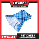 Pet Dress Checkered Blue With Buttons Dress DG-CTN116XL (XL) Perfect Fit For Dogs And Cats, Breathable Dress Clothes, Soft Lightweight Pet Clothing