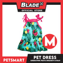 Pet Dress Fruits Design, Green Pink Color Spaghetti Strap Dress DG-CTN117M (Medium) Perfect Fit For Dogs And Cats, Breathable Dress Clothes, Soft Lightweight Pet Clothing
