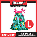 Pet Dress Fruits Design, Green Pink Color Spaghetti Strap Dress DG-CTN117L (Large) Perfect Fit For Dogs And Cats, Breathable Dress Clothes, Soft Lightweight Pet Clothing