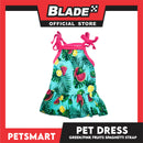 Pet Dress Fruits Design, Green Pink Color Spaghetti Strap Dress DG-CTN117L (Large) Perfect Fit For Dogs And Cats, Breathable Dress Clothes, Soft Lightweight Pet Clothing
