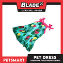Pet Dress Fruits Design, Green Pink Color Spaghetti Strap Dress DG-CTN117L (Large) Perfect Fit For Dogs And Cats, Breathable Dress Clothes, Soft Lightweight Pet Clothing