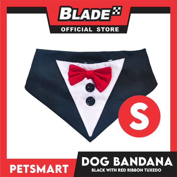 Pet Necktie Bandana Collar Scarf Black Tuxedo With Red Bow Tie Design DB-CTN29S (Small) Perfect Fit For Dogs And Cats, Breathable, Soft Lightweight Pet Bandana Scarf