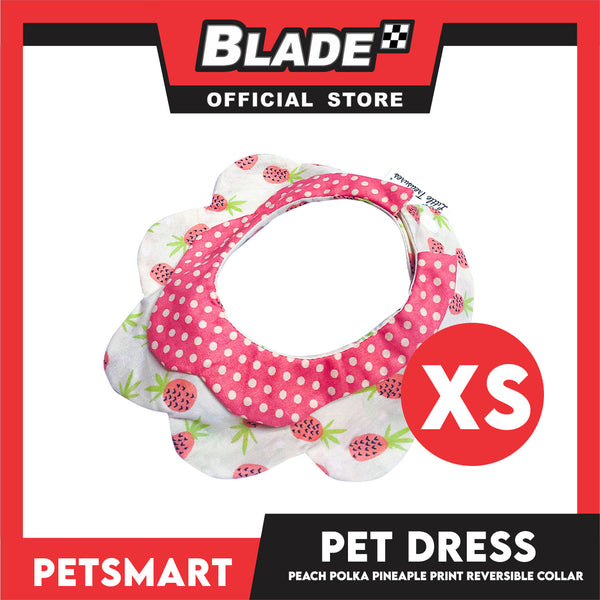 Pet Necktie Bandana Collar Scarf Peach Polka Dots Pineapple Design DB-CTN30XS (XS) Perfect Fit For Dogs And Cats, Breathable, Soft Lightweight Pet Bandana Collar Scarf