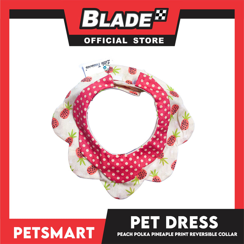 Pet Necktie Bandana Collar Scarf Peach Polka Dots Pineapple Design DB-CTN30XS (XS) Perfect Fit For Dogs And Cats, Breathable, Soft Lightweight Pet Bandana Collar Scarf