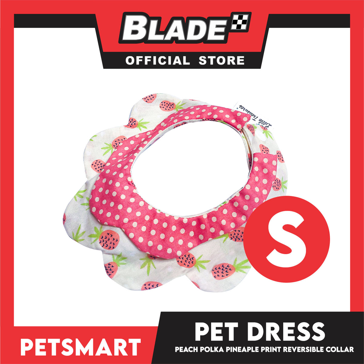 Pet Necktie Bandana Collar Scarf Peach Polka Dots Pineapple Design DB-CTN30S (Small) Perfect Fit For Dogs And Cats, Breathable, Soft Lightweight Pet Bandana Collar Scarf