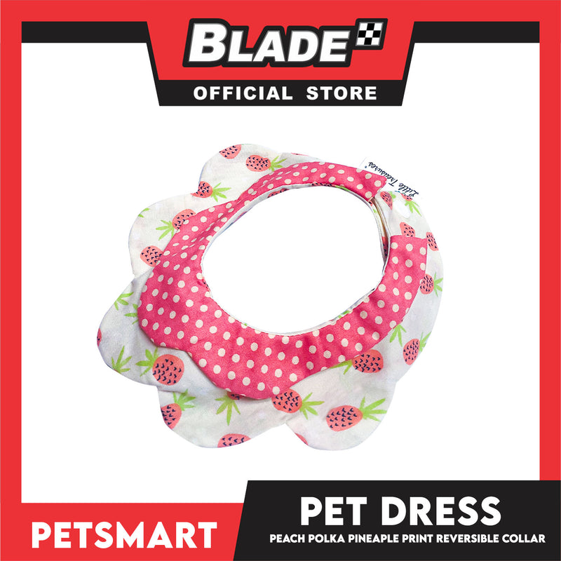 Pet Necktie Bandana Collar Scarf Peach Polka Dots Pineapple Design DB-CTN30S (Small) Perfect Fit For Dogs And Cats, Breathable, Soft Lightweight Pet Bandana Collar Scarf