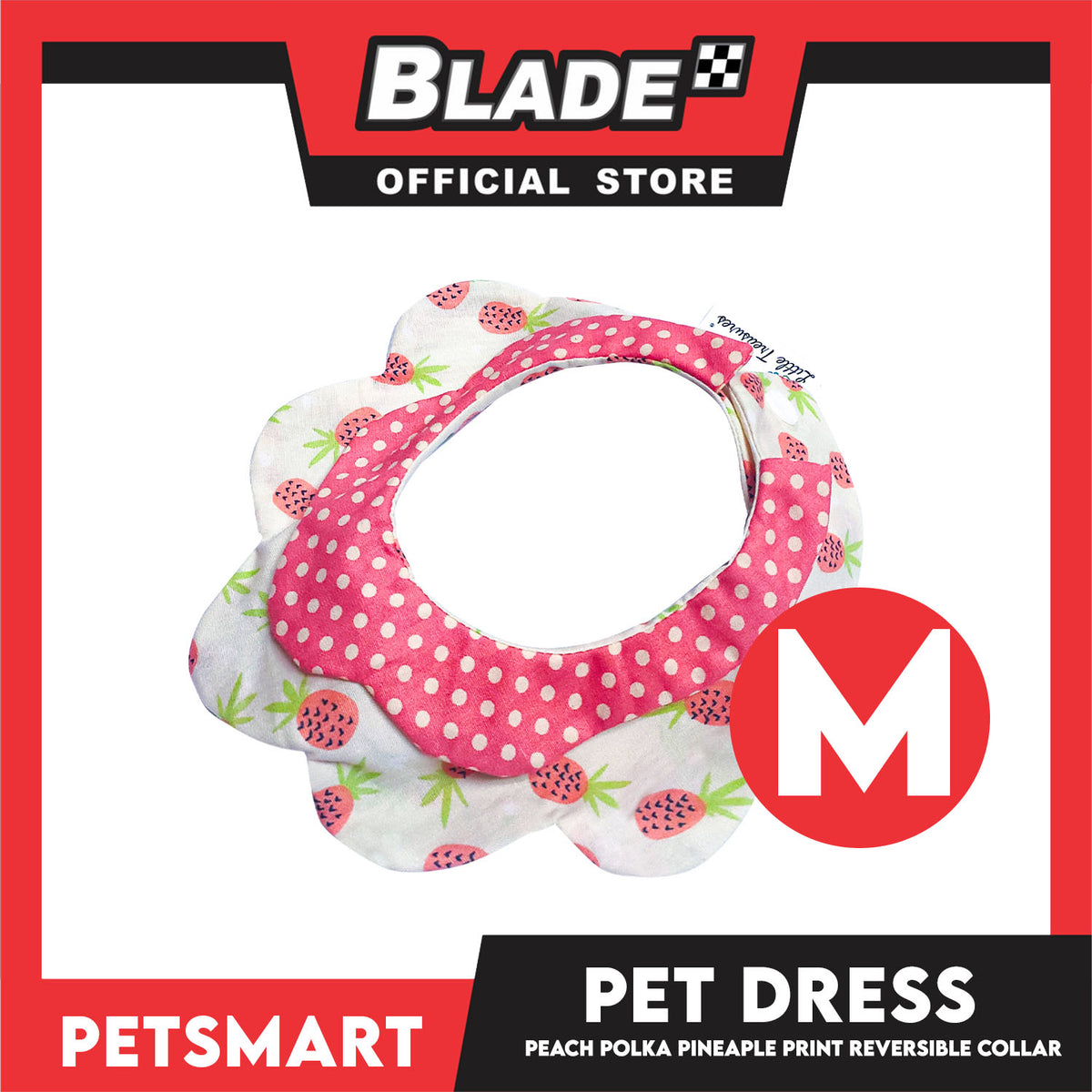 Pet Necktie Bandana Collar Scarf Peach Polka Dots Pineapple Design DB-CTN30M (Medium) Perfect Fit For Dogs And Cats, Breathable, Soft Lightweight Pet Bandana Collar Scarf