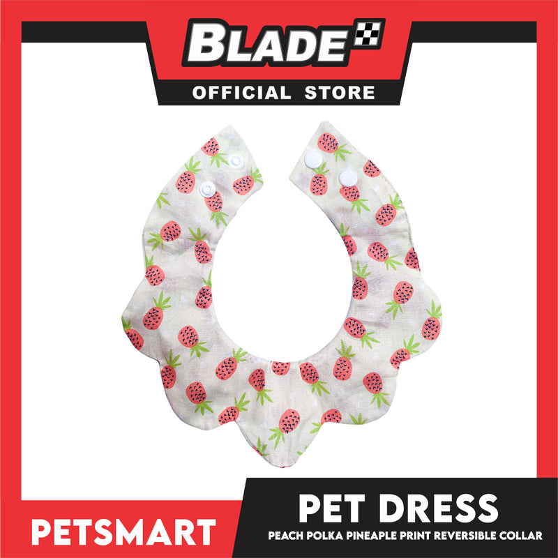 Pet Necktie Bandana Collar Scarf Peach Polka Dots Pineapple Design DB-CTN30M (Medium) Perfect Fit For Dogs And Cats, Breathable, Soft Lightweight Pet Bandana Collar Scarf