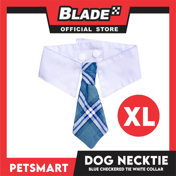 Pet Necktie Bandana Collar Scarf Blue Chekered Design DB-CTN31XL (XL) Perfect Fit For Dogs And Cats, Breathable, Soft Lightweight Pet Bandana Collar Scarf