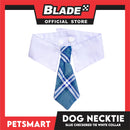 Pet Necktie Bandana Collar Scarf Blue Chekered Design DB-CTN31S (Small) Perfect Fit For Dogs And Cats, Breathable, Soft Lightweight Pet Bandana Collar Scarf