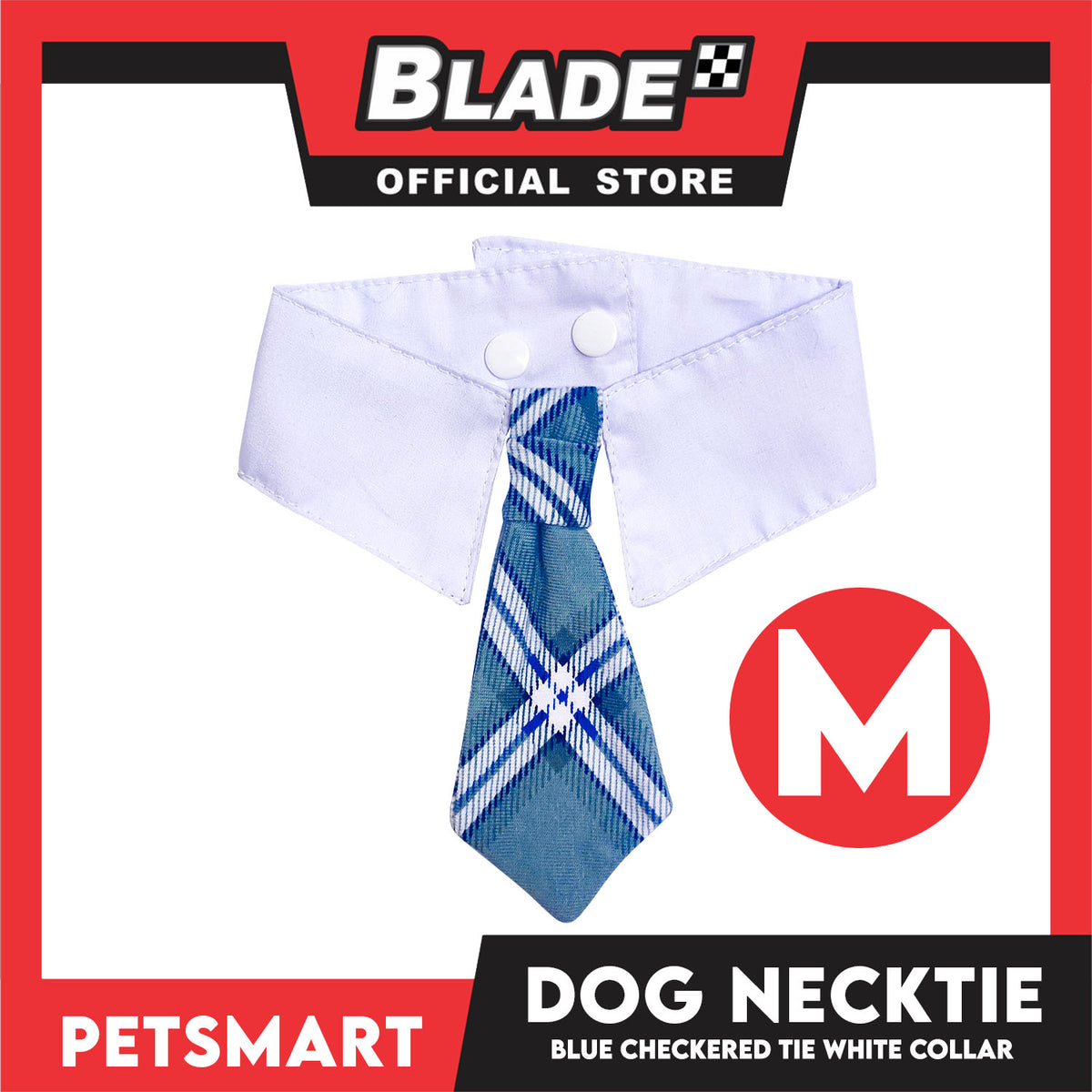 Pet Necktie Bandana Collar Scarf Blue Chekered Design DB-CTN31M (Medium) Perfect Fit For Dogs And Cats, Breathable, Soft Lightweight Pet Bandana Collar Scarf