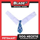 Pet Necktie Bandana Collar Scarf Blue Chekered Design DB-CTN31M (Medium) Perfect Fit For Dogs And Cats, Breathable, Soft Lightweight Pet Bandana Collar Scarf
