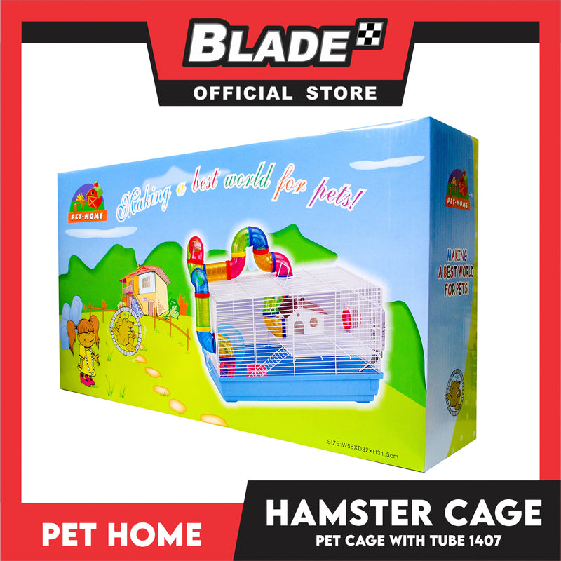 Hamster Cage With Fun Tube Side Out Tray Surface-Sealed Wheel (1407) Hamster Cage, Hamster Accessories, Hamster House