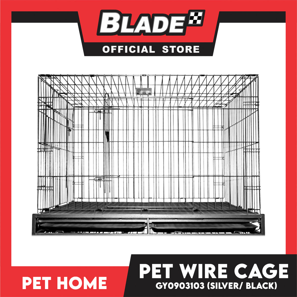Pet Cage Wire Flooring, Painted Silver Black Wire Cage, Comes With Tray Underneath (GY0903103) Pet Cage, Pet Accessories, Pet House