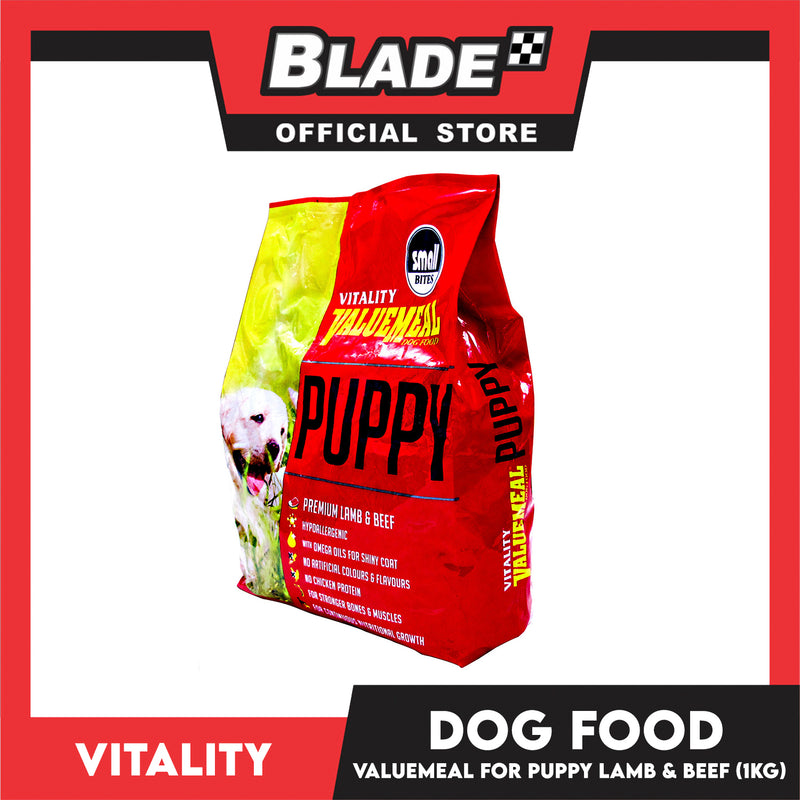 Vitality Valuemeal Puppy Small Bite, Premium Lamb And Beef Flavor 1kgs Puppy Food, Dry Dog Food