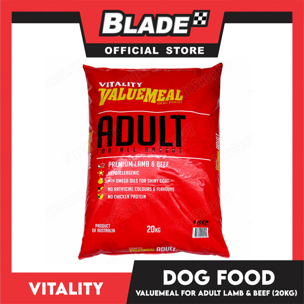 Vitality Valuemeal Adult Small Bite, Premium Lamb And Beef Flavor 20kgs Dog Food, Dry Dog Food