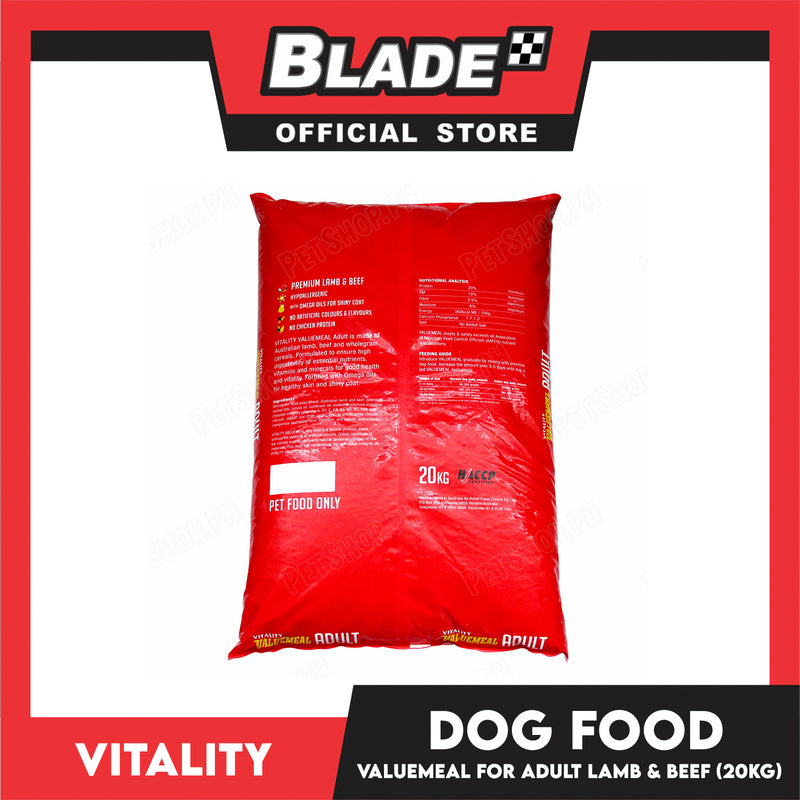 Vitality Valuemeal Adult Small Bite, Premium Lamb And Beef Flavor 20kgs Dog Food, Dry Dog Food