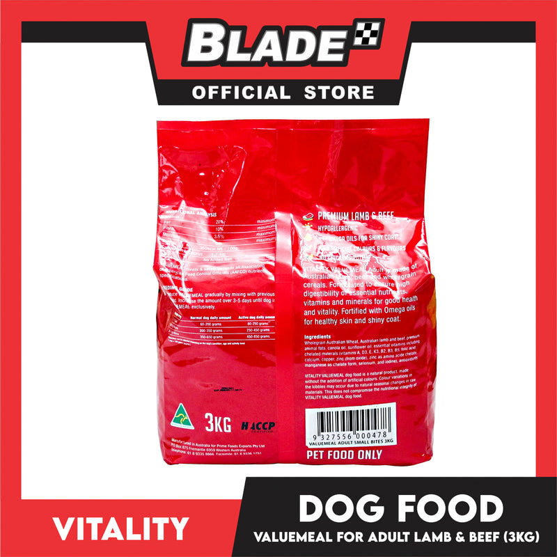 Vitality Valuemeal Adult Small Bite, Premium Lamb And Beef Flavor, Dog Food, Dry Dog Food