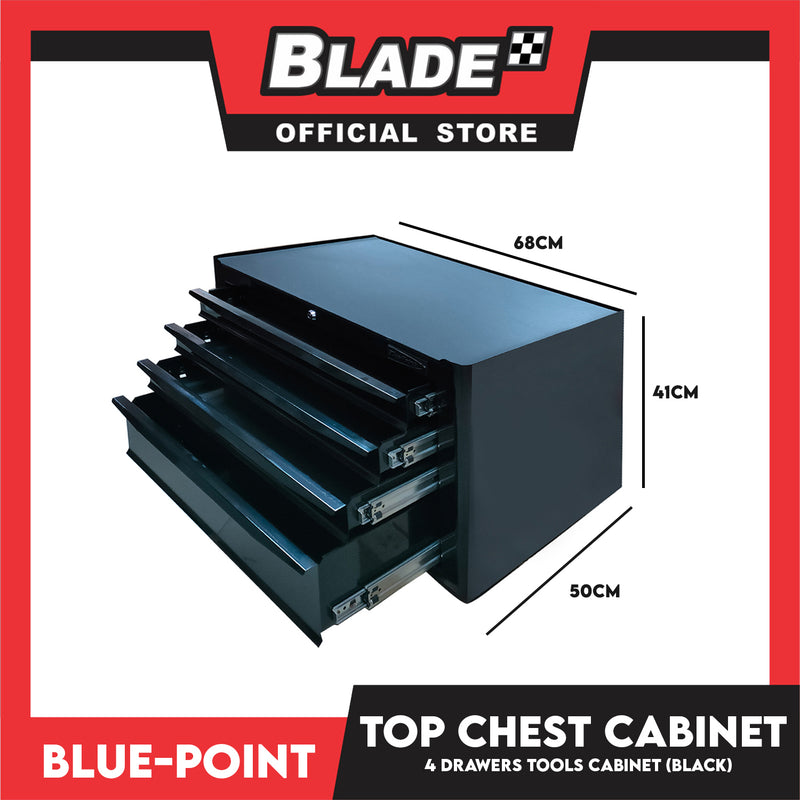 Blue-Point Top Chest Cabinet With 4 Drawer Tools Cabinet (Black) 68cm x 50cm x 41cm