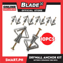 Aircraft Plastic Drywall Butterfly Anchor Kit (Set Of 10pcs) Butterfly Expansion Tube, Plastic Self Drilling Drywall Ribbed Anchors Assortment Kit Wall Installation (Gray)