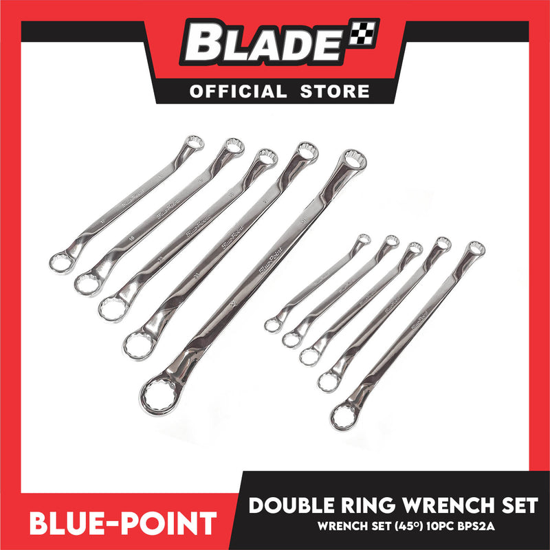 Blue-Point Double Ring Wrench Set (45') BPS2A Set of 10pcs Offset Double Ring Wrenches Industrial Tools