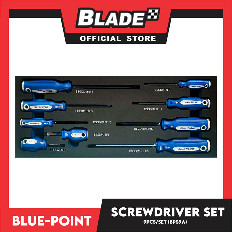 Blue-Point Screwdriver Set (BPS9A) Set Of 9pcs Alloy Steel For Long Lasting Durability Screwdriver, Industrial Tools