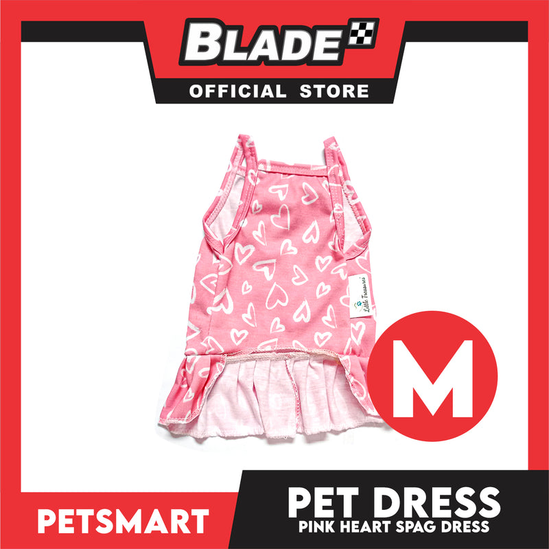Pet Dress Pink Heart Spaghetti Dress DG-CTN118M (Medium) Perfect Fit For Dogs And Cats, Pet Dress Clothes, Soft and Comfortable Pet Clothing