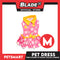 Pet Dress Pink Flowers With Yellow Collar And Ribbon Dress DG-CTN120M (Medium) Perfect Fit For Dogs And Cats, Pet Dress Clothes, Soft and Comfortable Pet Clothing