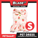 Pet Dress Strawberries With Green Buttons Dress DG-CTN121S (Small) Perfect Fit For Dogs And Cats, Pet Dress Clothes, Soft and Comfortable Pet Clothing