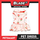 Pet Dress Strawberries With Green Buttons Dress DG-CTN121S (Small) Perfect Fit For Dogs And Cats, Pet Dress Clothes, Soft and Comfortable Pet Clothing