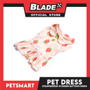 Pet Dress Strawberries With Green Buttons Dress DG-CTN121S (Small) Perfect Fit For Dogs And Cats, Pet Dress Clothes, Soft and Comfortable Pet Clothing