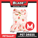 Pet Dress Strawberries With Green Buttons Dress DG-CTN121M (Medium) Perfect Fit For Dogs And Cats, Pet Dress Clothes, Soft and Comfortable Pet Clothing